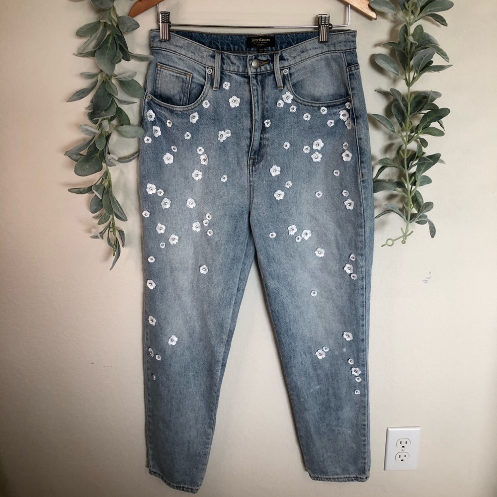 Juicy Couture Floral Beaded Mom Jeans Sz 27